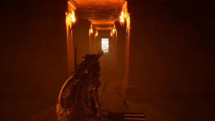 Tzilacatzin in a torchlit temple corridor