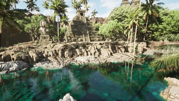 Ruins and roots over a cenote
