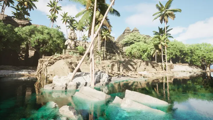Rocky shore and ruins